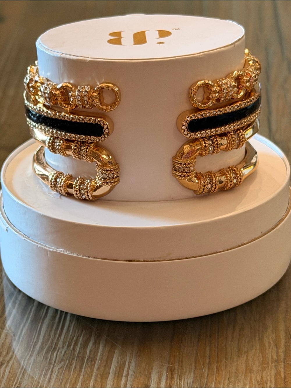 Bomb Party Bracelets! Personally Curated Stack on Gold with Black Enamel / CZ